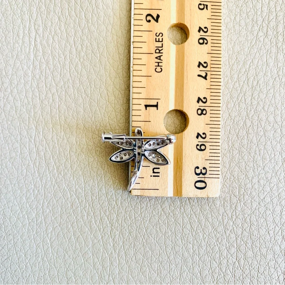 K18 White Gold Diamond Dragonfly Brooch 0.29ct Fine Jewelry Pin